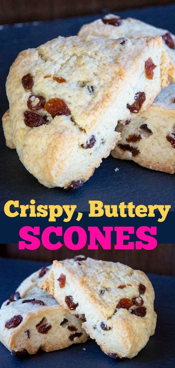 Scone Recipe: The Best Scones Ever! Crispy, perfect scones! #scones #recipe #dessert #baking #blueberry #raisin #tea #teatime #British