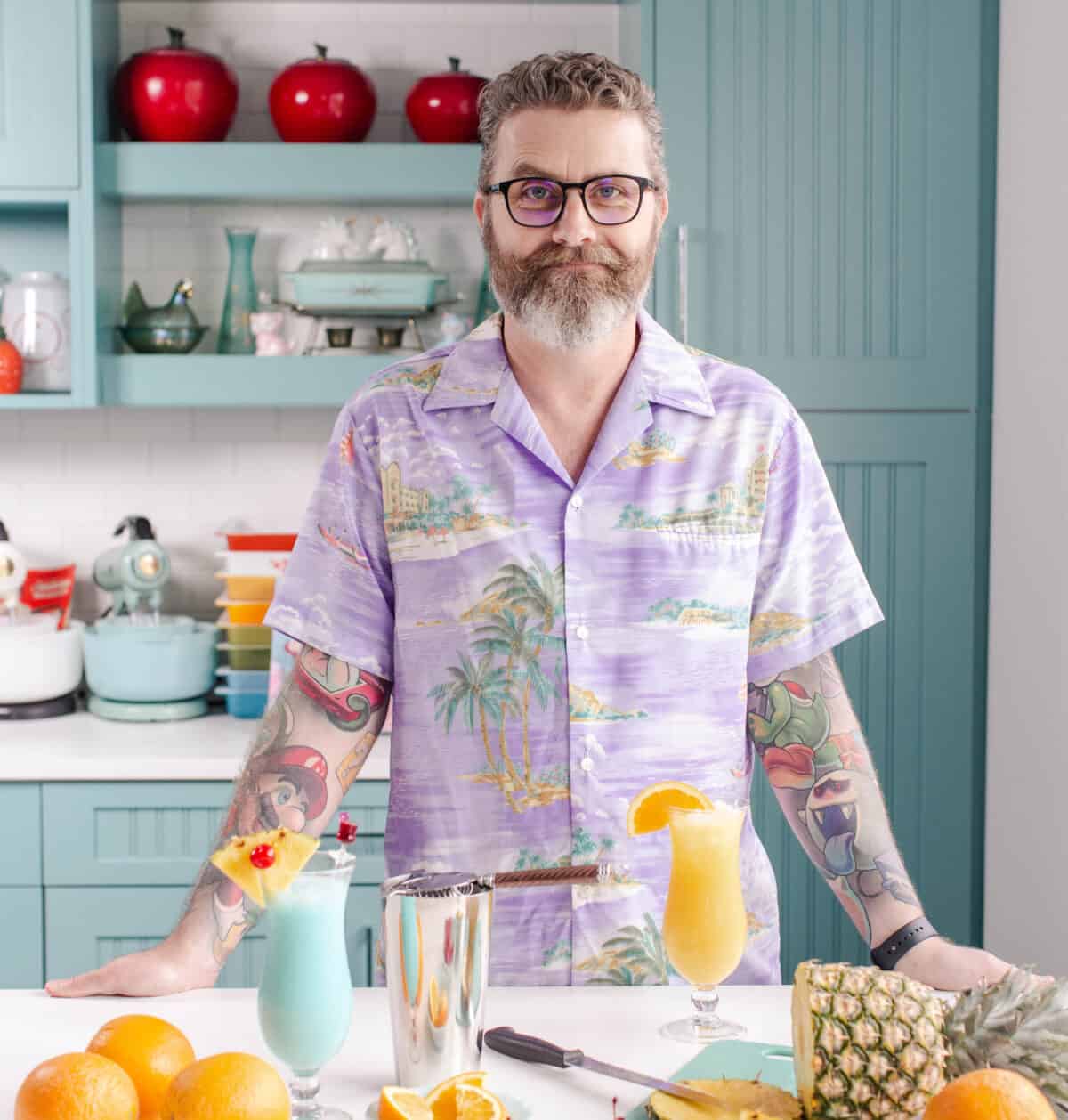 Mike Johnston (Mr Kitchen Magpie) in a turquoise kitchen